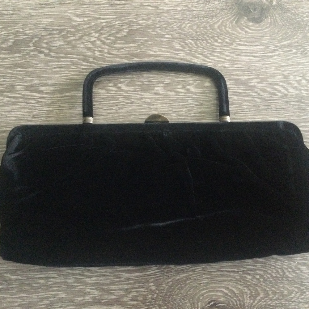 Bobbie Jerome Midcentury Black Velvet Purse/ Clutch 12” long 5” Tall